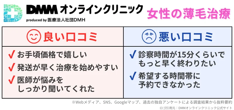女性-薄毛治療-DMMオンラインクリニック-レビュー